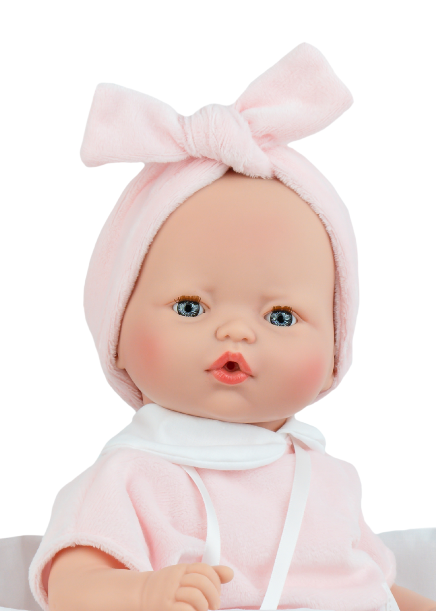 Papusa Parfumata Pitus Baby, Corp Moale cu Mecanism, Fetita cu Salopeta Roz in Landou 548 – Marina&Pau