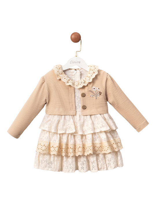 Beige Lace Dress with Bolero 3421 Mino Baby