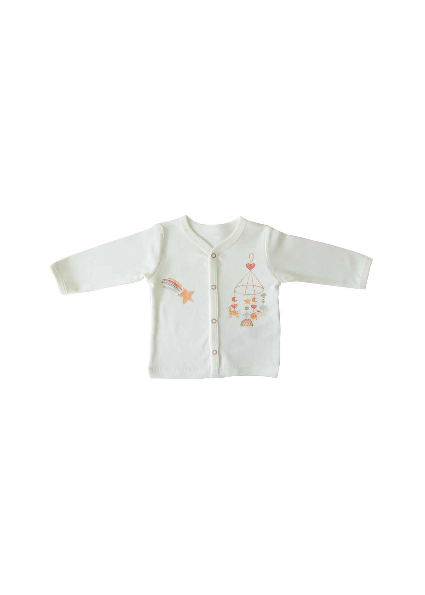 Set 2 Piese Crem cu Portocaliu cu Stea Bluza si Pantaloni Bumbac Organic S59140 Kitikate
