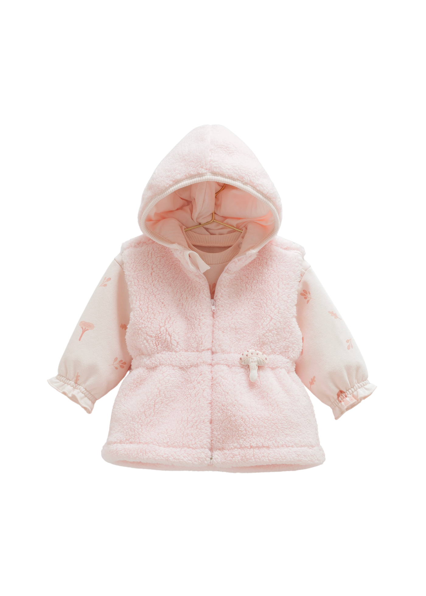 Set 3 Piese Roz Trening Interior Pufos si Vesta din Plus TKK2167 Mell Sweet Baby
