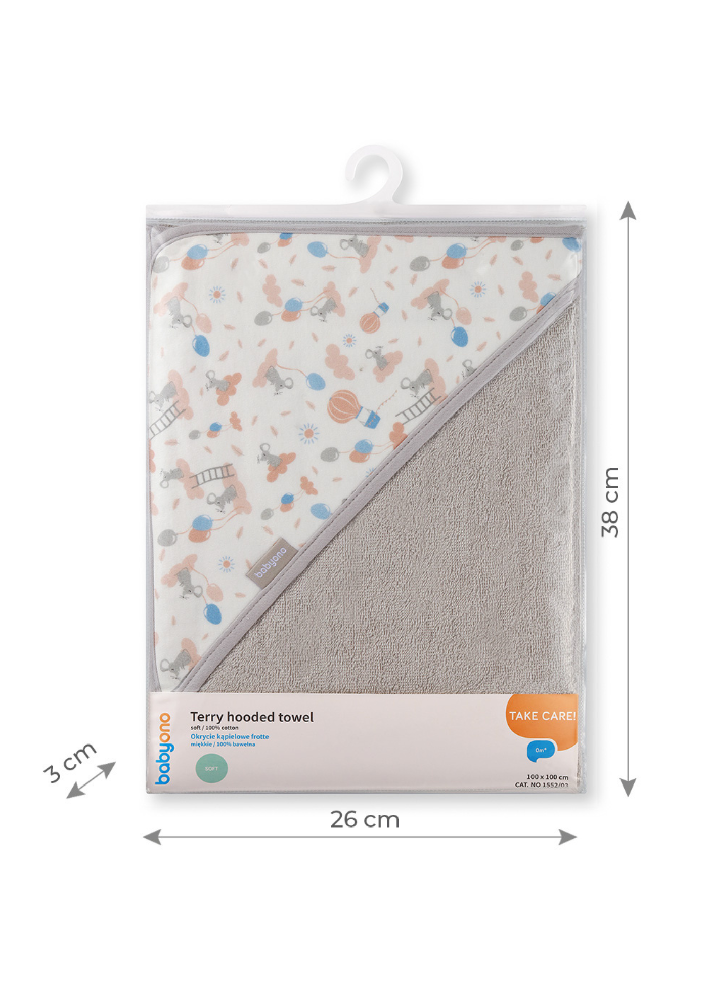 Prosop cu Capison Gri din Bumbac 100X100 cm 1552/03 BabyOno