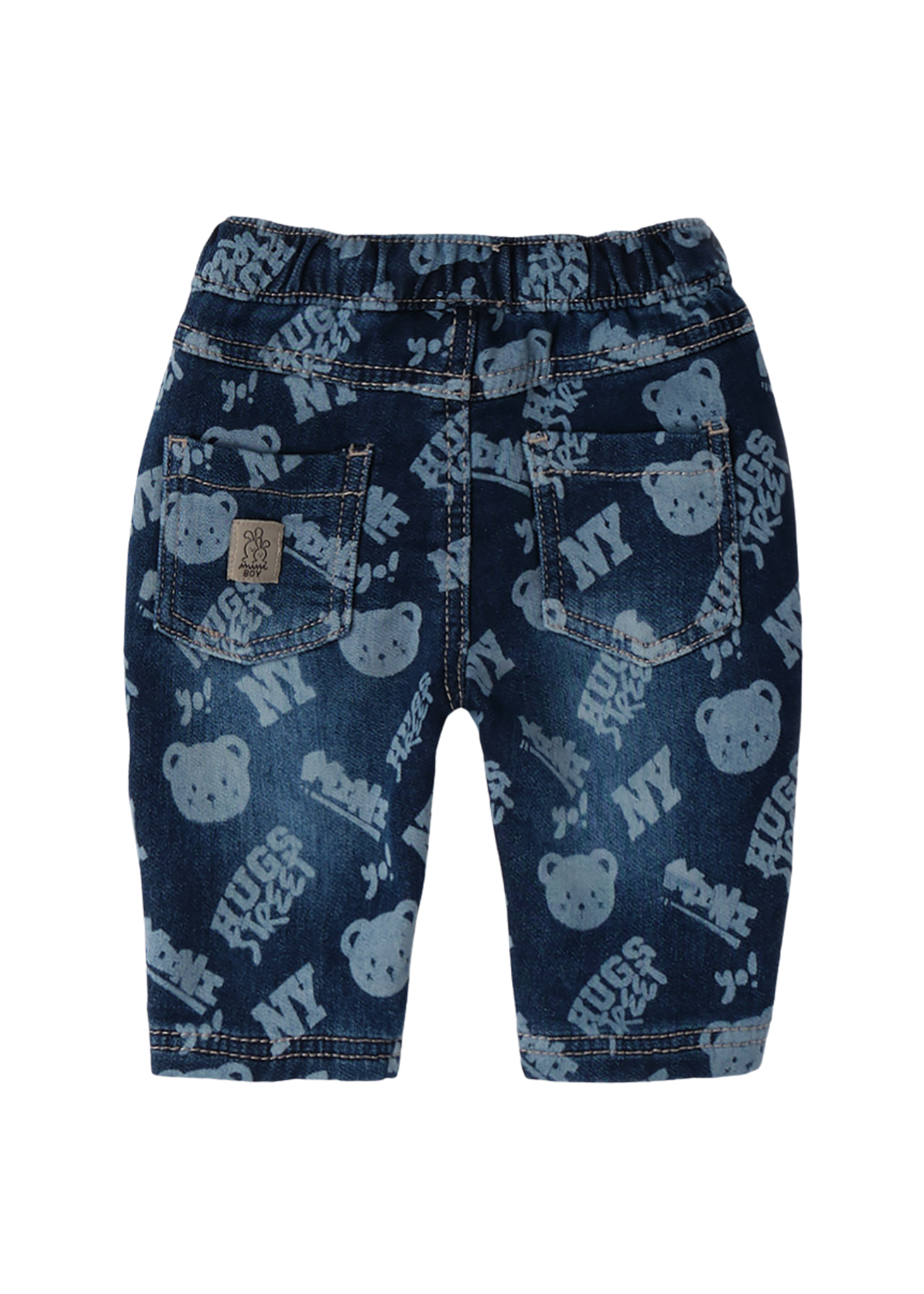 Pantaloni Denim Lungi cu Imprimeu Ursi 4.F065/00 iDOV