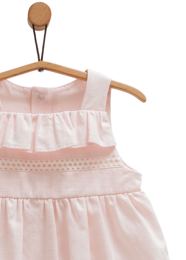 Rochie Bumbac Roz cu Bretele Serenity Girl ELB1746 Mell Sweet Baby