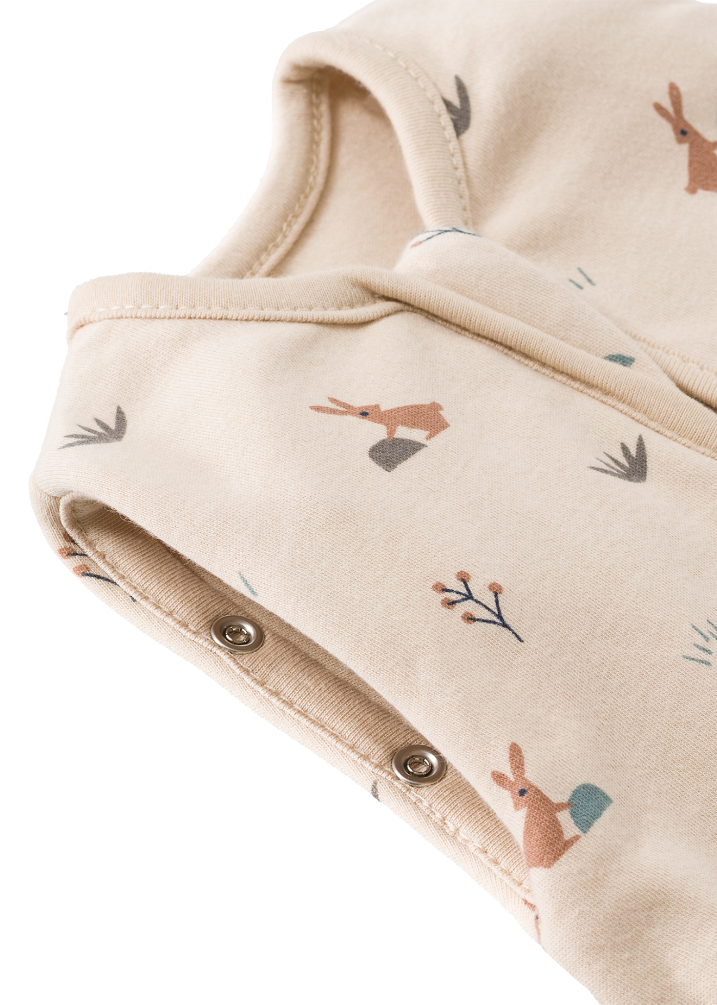 Sac de Dormit Nou-Nascuti Bej cu Imprimeu Iepurasi din Bumbac Organic 60 cm - 0.7 TOG F705-39 Fresk