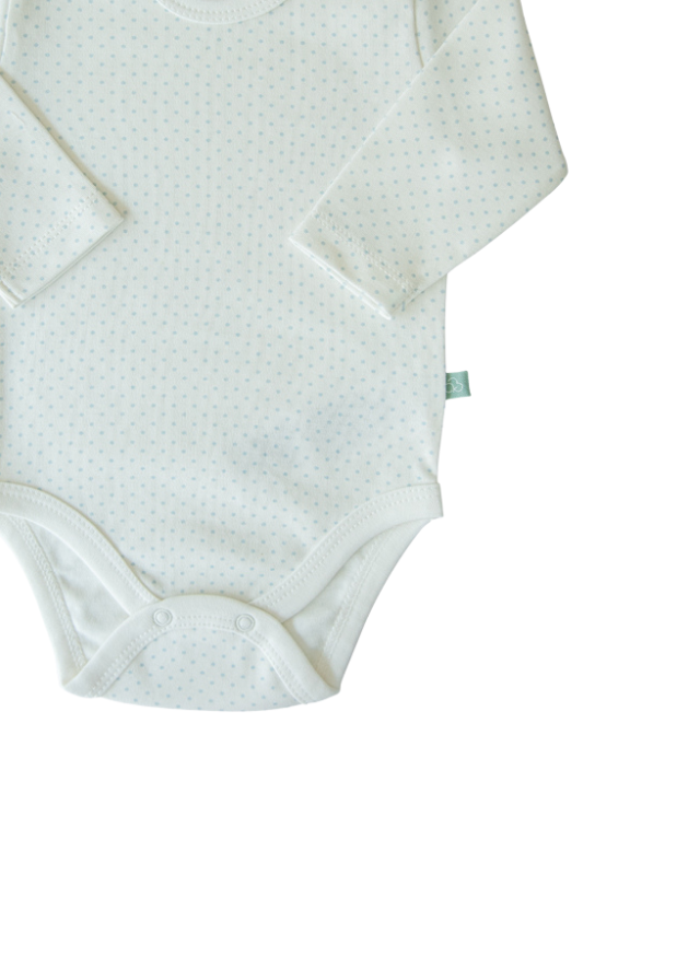 Set 3 Body cu Maneca Lunga din Bumbac Organic Crem cu Bleu cu Stele si Picouri S43378 KitiKate