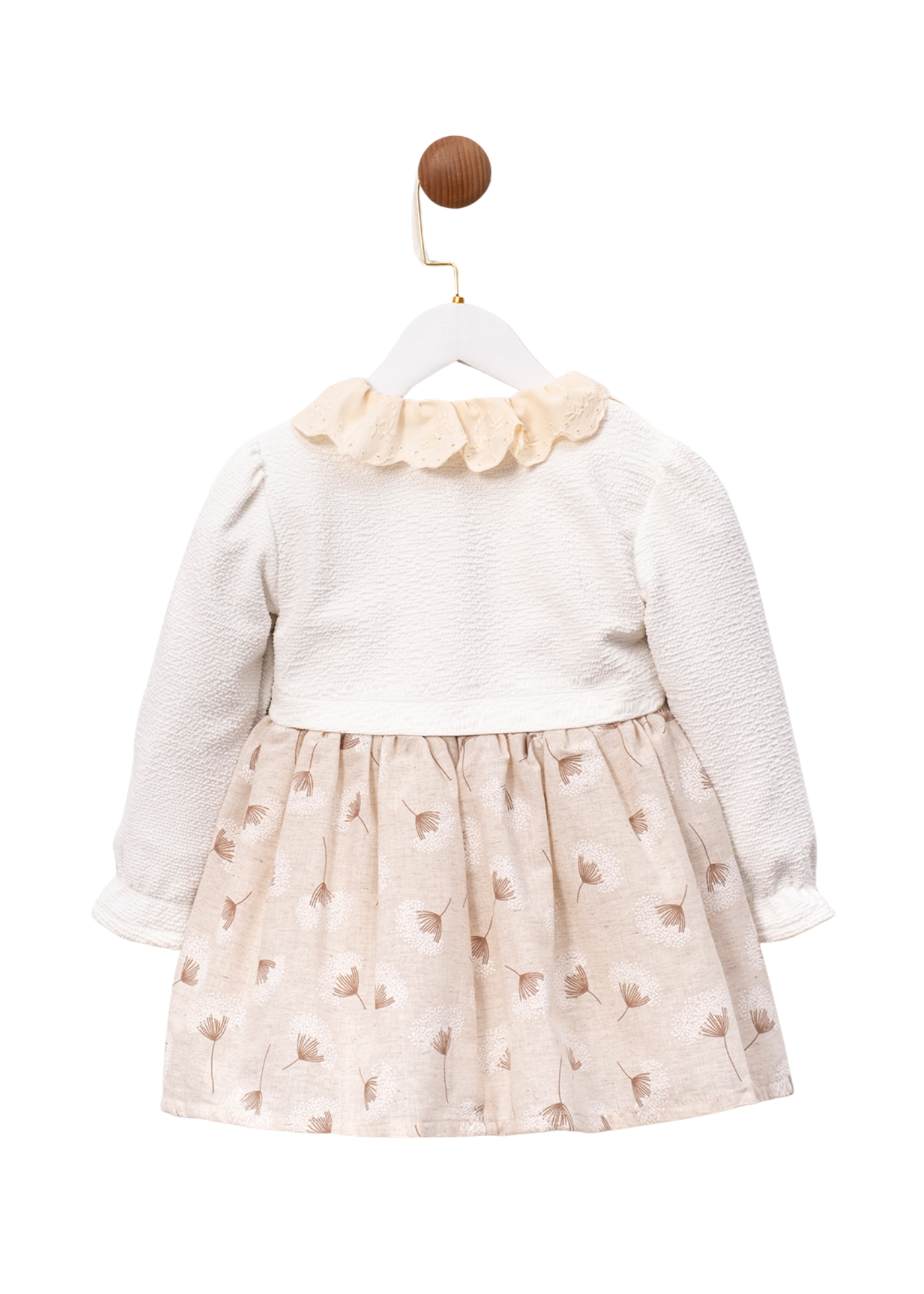 Set 2 Piese Rochie Bej cu Maneca Lunga si Bolero Crem MJ125 Mary & Joe