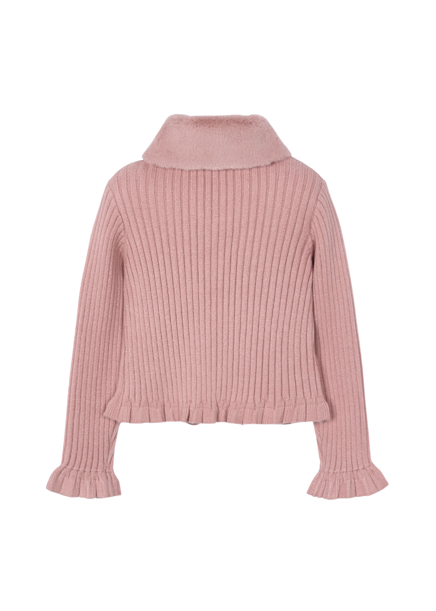 Cardigan Tricotat Roz Pudra cu Guler Blana 4311 Mayoral