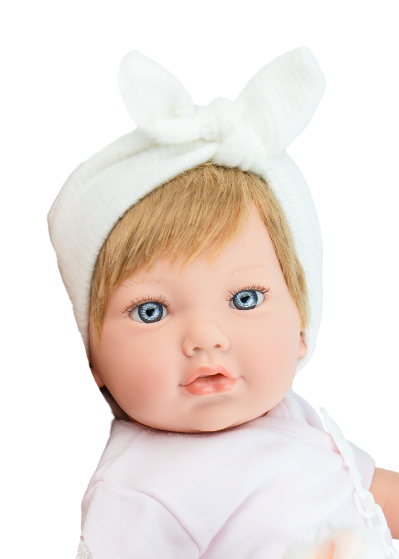 Papusa Alina Kawaii, Corp Moale Articulat cu Body, Botosei si Bentita Alba 1159 Marina&Pau