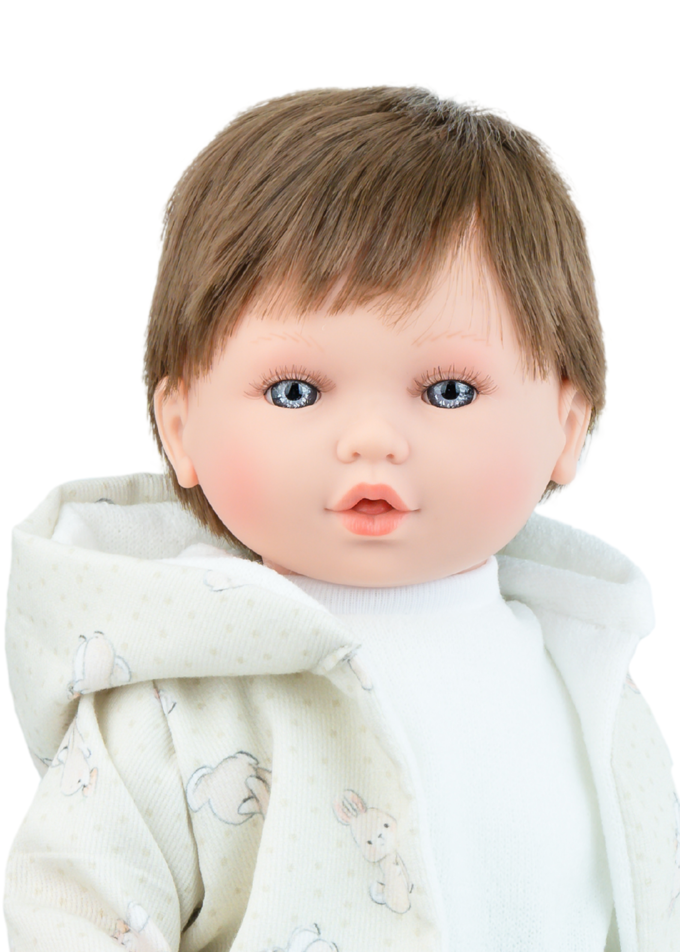 Papusa Parfumata Petite Bunny, Corp Moale cu Mecanism, Baietel cu Pantaloni Scurti Verzi si Jacheta cu Gluga 478 – Marina&Pau