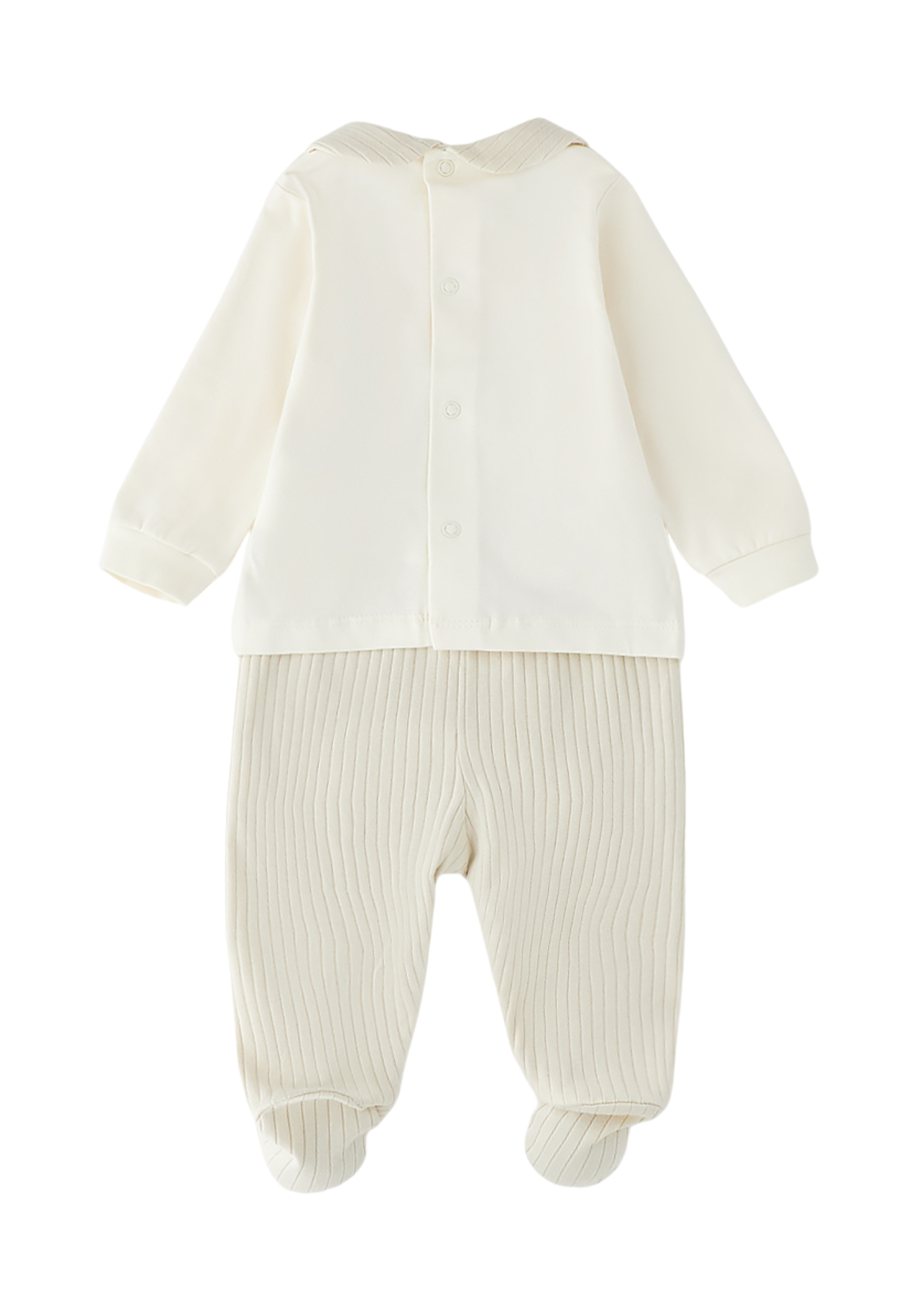 Set 2 Piese Bluza Maneca Lunga si Pantaloni Crem cu Iepure 4.G070/00 iDO