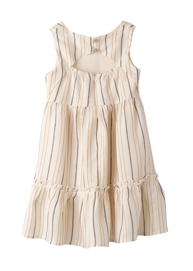 Rochie Bej Fara Maneci cu Dungi Maro 0.B340/00 Sarabanda
