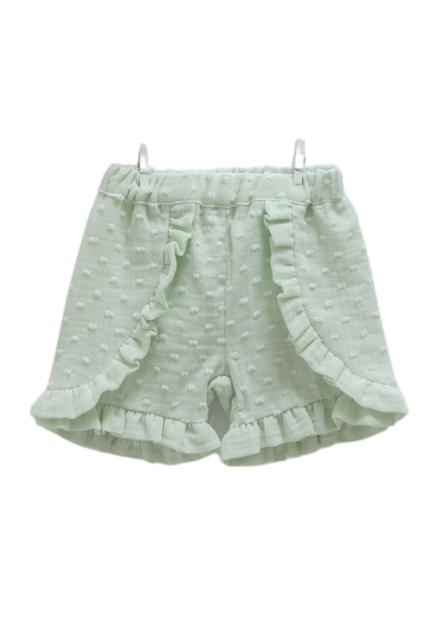 Set 2 Piese Verde, Top cu Maneca Scurt si Pantaloni Scurti din Bumbac cu Model 9709 Mell Sweet Baby