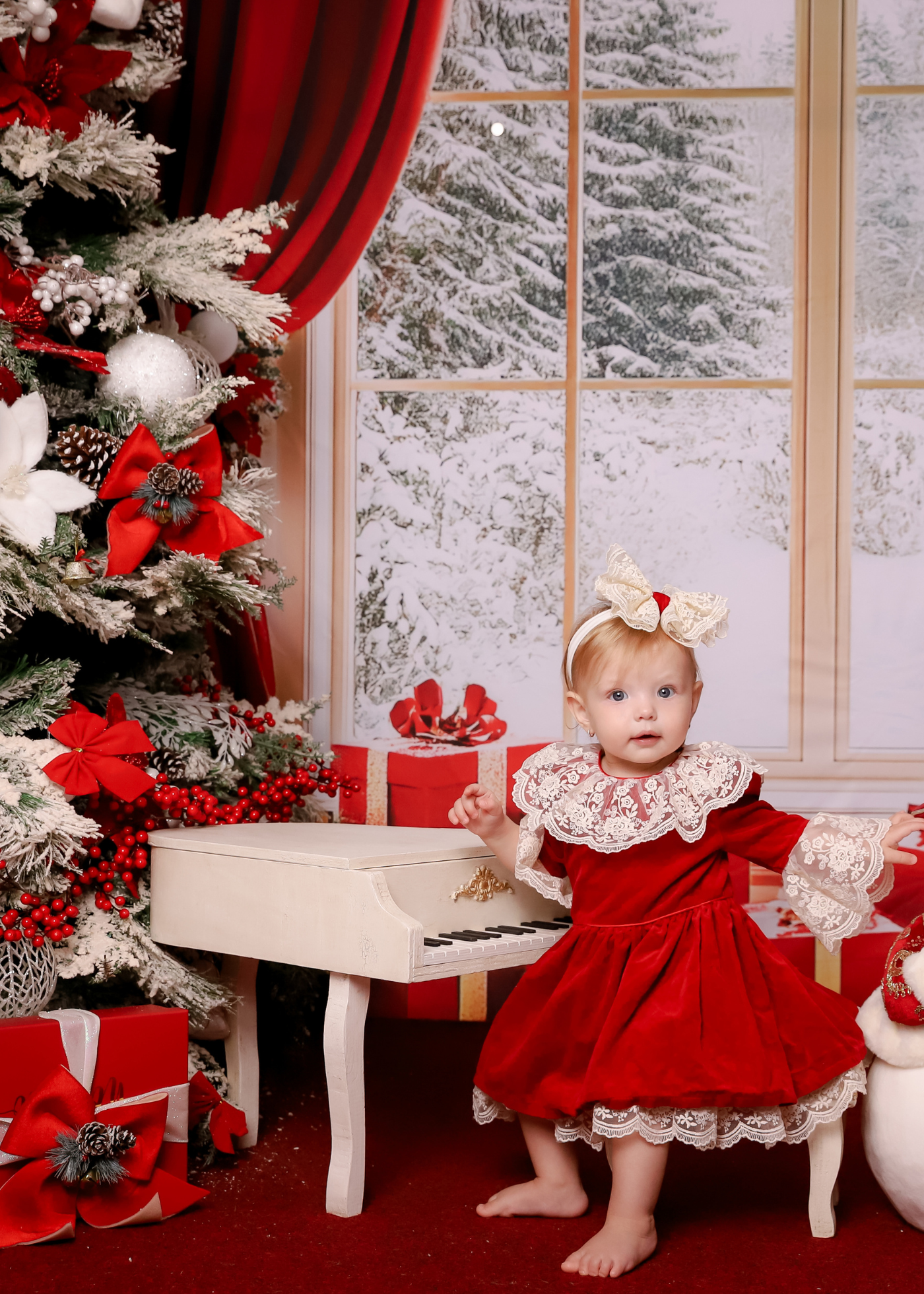 Rochita Catifea Rosie Volanas Dantela Alba La Gat Si Maneca AnneBebe