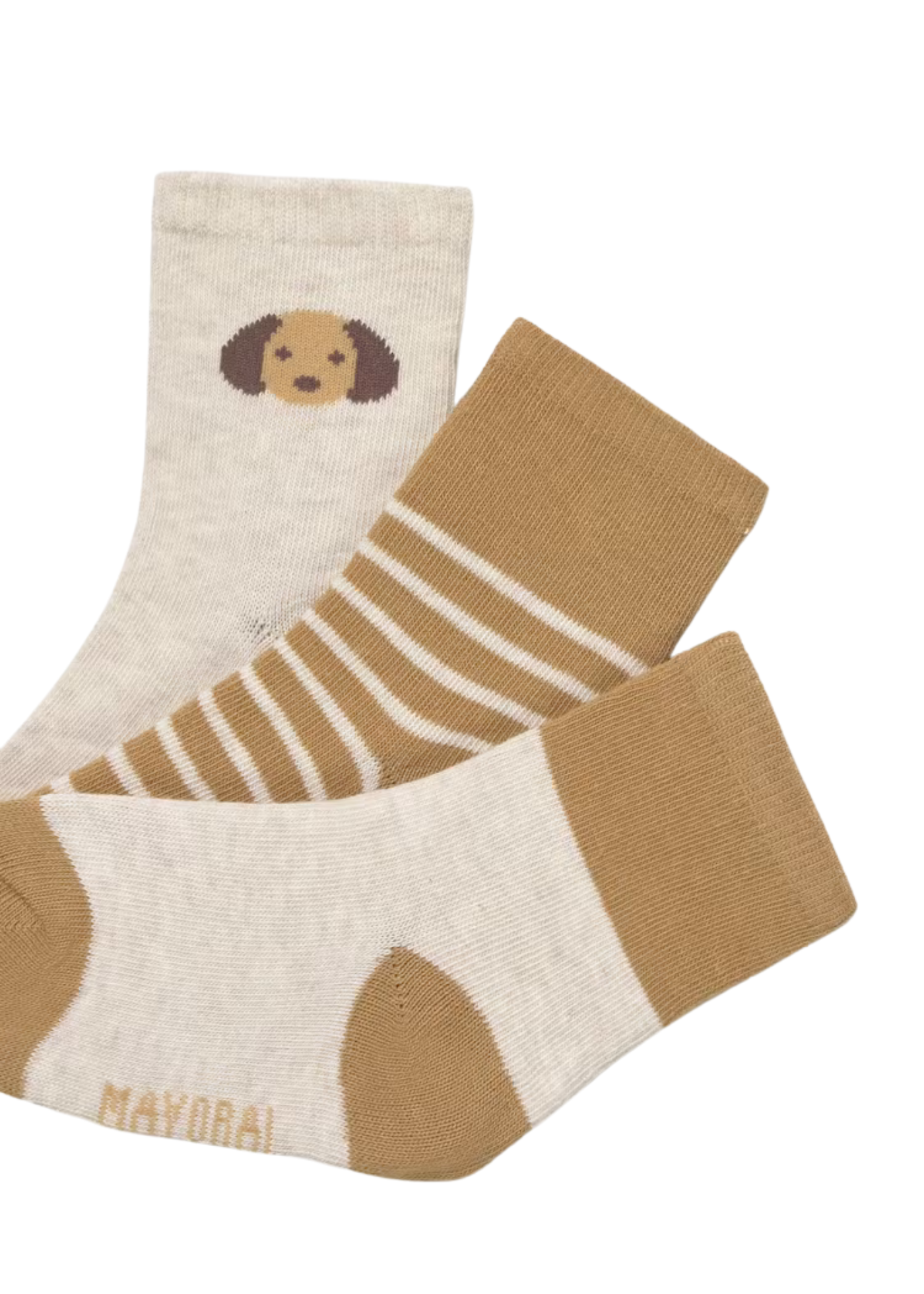 Set 3 Perechi de Sosete Bej cu Crem cu Catel 10009 Mayoral