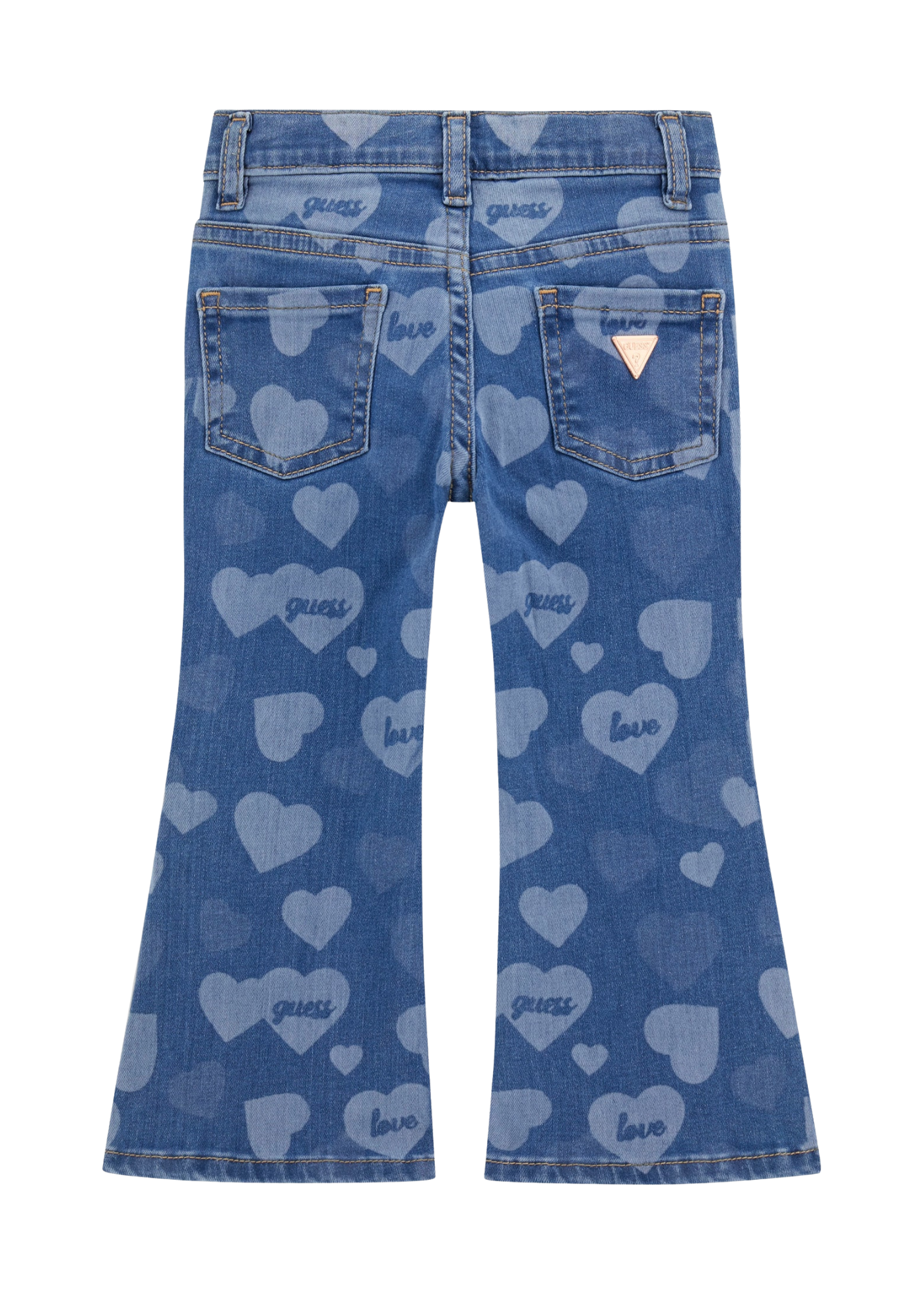 Pantaloni Lungi Denim Evazati cu Imprimeu Inimi K5YA04 D4CA0 PTGO Guess