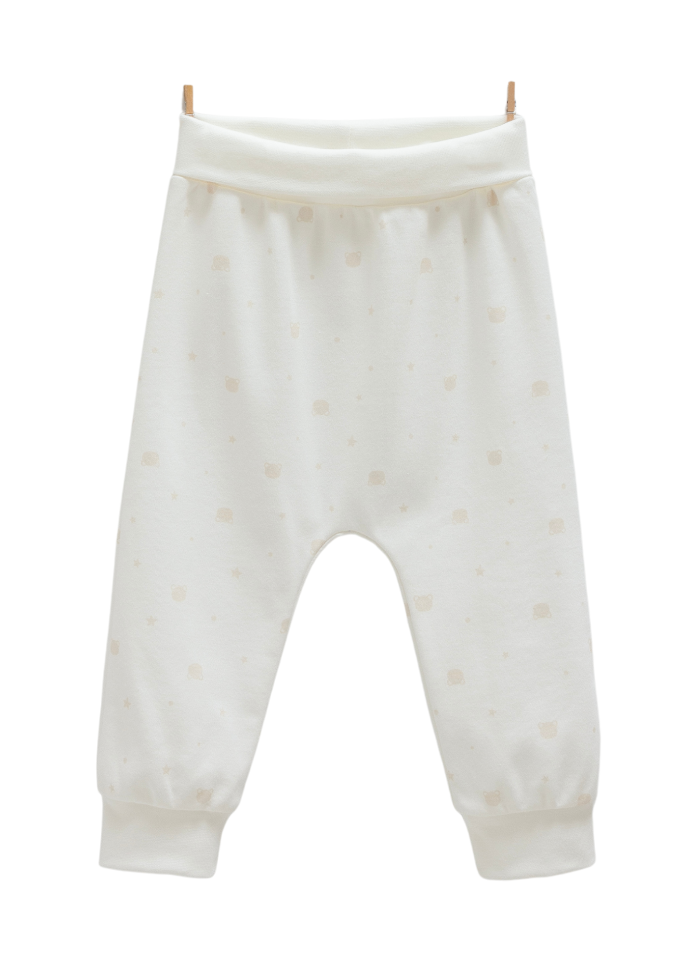 Set 2 Perechi de Pantaloni din Bumbac Crem cu Ursuleti APE1466 Mell Sweet Baby