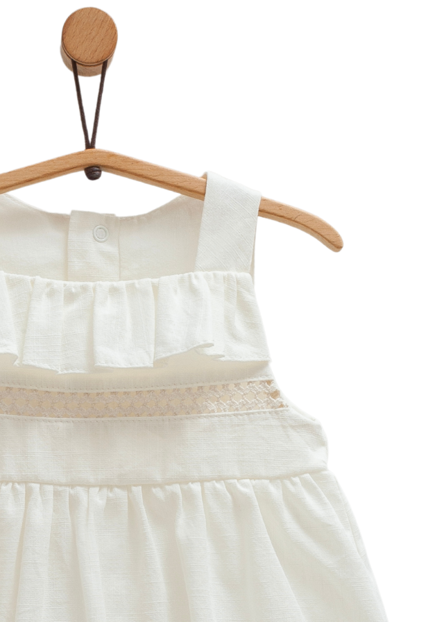 Rochie Bumbac Crem cu Bretele Serenity Girl ELB1746 Mell Sweet Baby