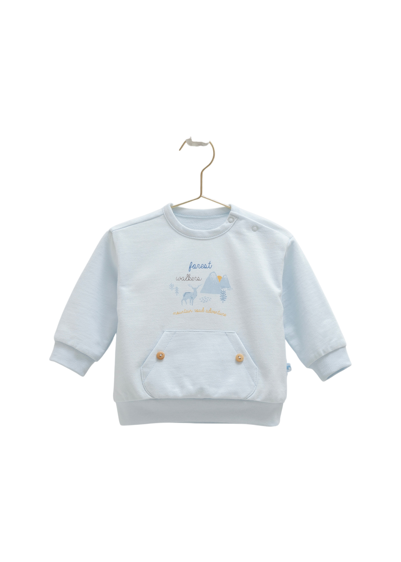 Set 2 Piese Bleu Bluza si Pantaloni cu Imprimeu Munti TKE2025 Mell Sweet Baby