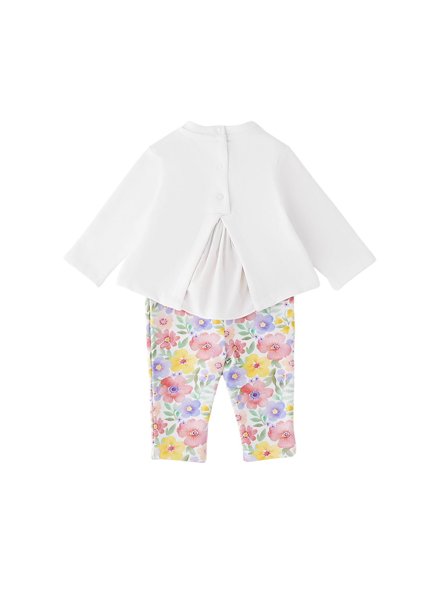 Set 2 Piese Bluza Alba Maneca Lunga Colanti Imprimeu Flori 3.G753/00 Minibanda