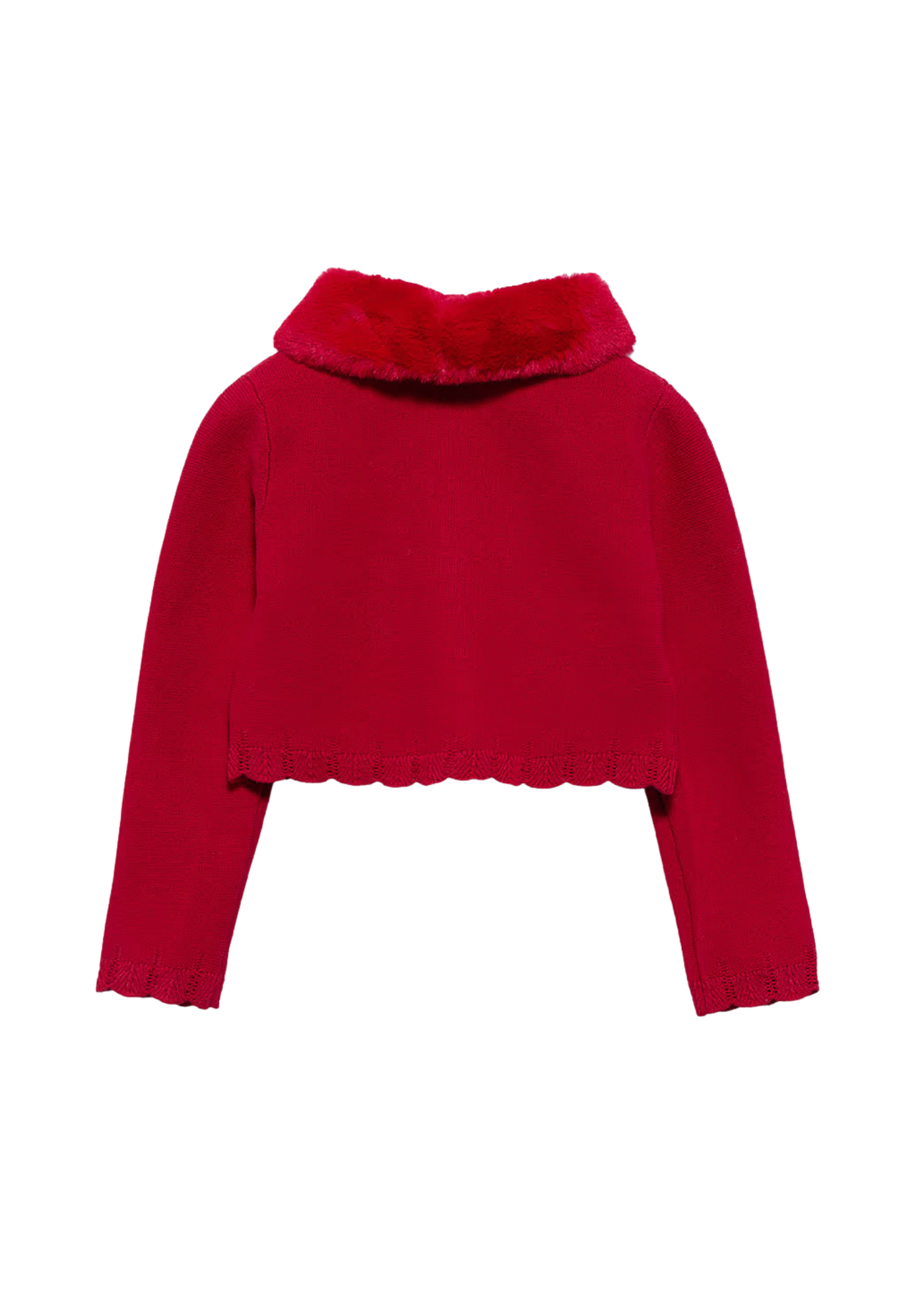 Bolero Tricotat Fete Rosu Cu Guler Din Blanita 5834 Abel & Lula