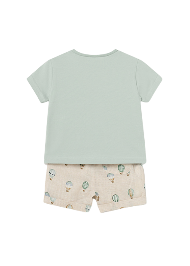 AnneBebe - Set 2 Piese, Tricou Verde cu Elefant si Pantaloni Scurti cu Imprimeu 1205 Mayoral