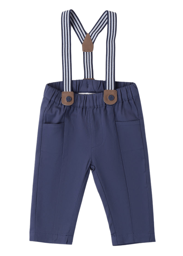 AnneBebe - Pantaloni Lungi Albastri cu Bretele pentru Baietei 8672 Minibanda