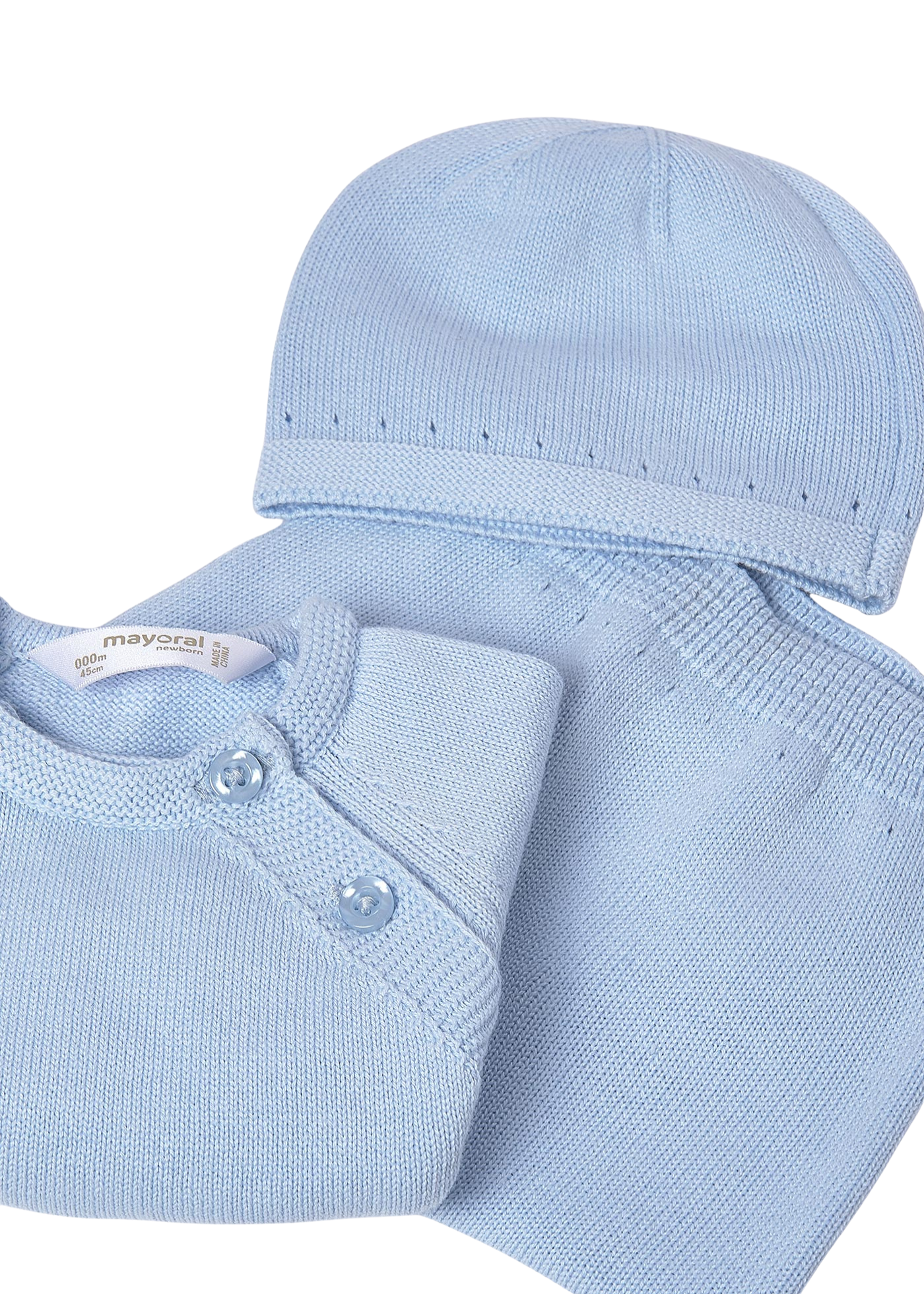 Set Cadou Bebe 3 Piese Tricotat Bleu 9981 Mayoral