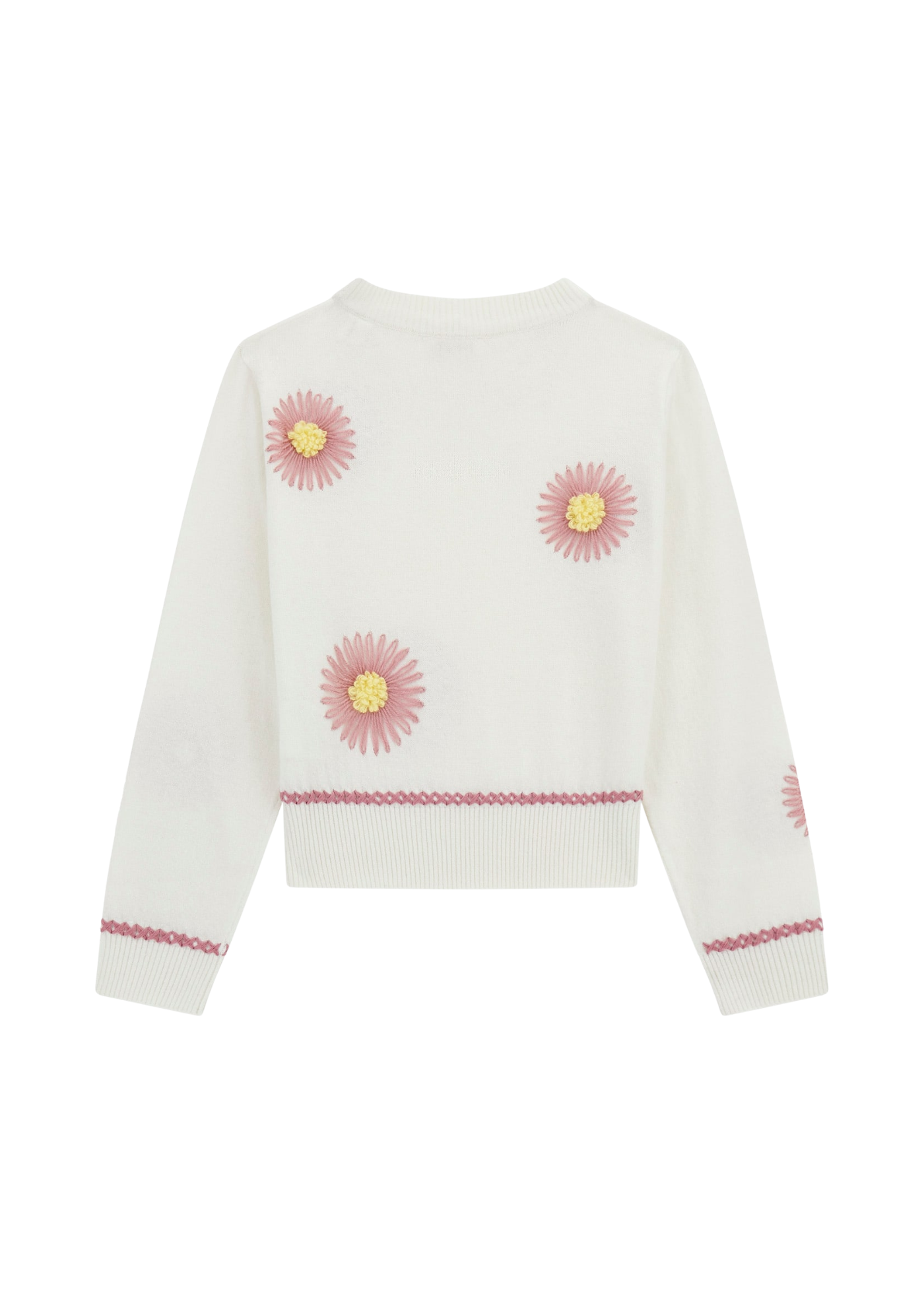 Pulover Crem cu Imprimeu Flori Roz J5YR10 Z0110 G012 Guess