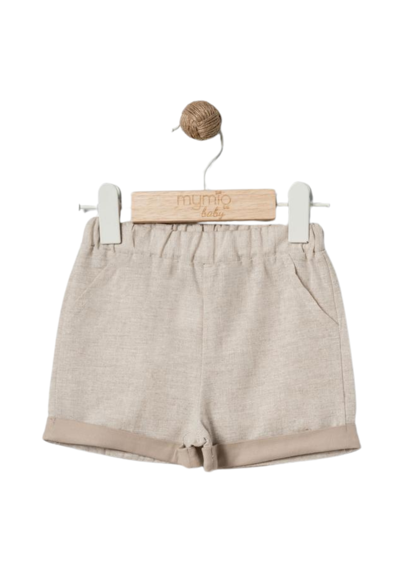Set 2 Piese Bej Bluza cu Guler si Maneca Scurta si Pantaloni Scurti 4592 MyMio