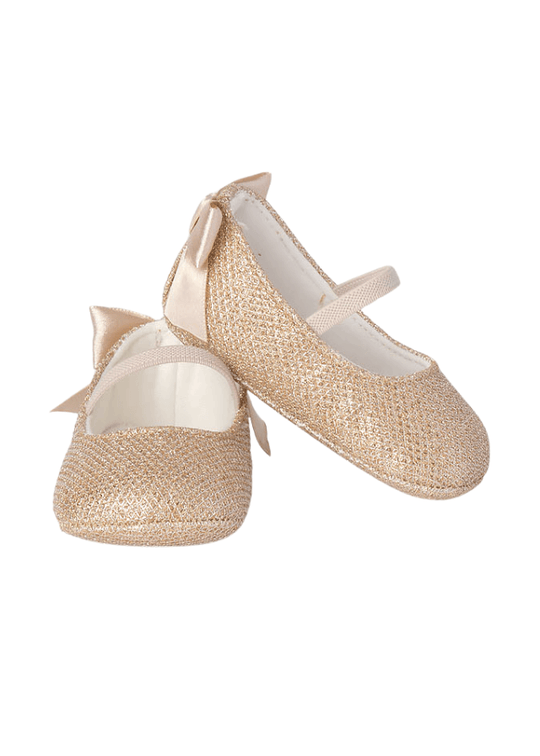 Balerini Aurii cu Bareta si Funda Saten 8948 iDO