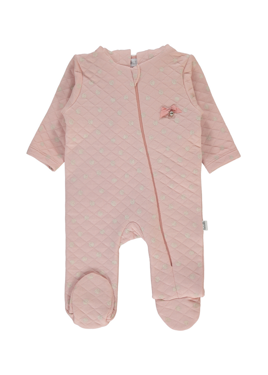 Salopeta Lunga Matlasata Roz Pudra cu Iepure si Fermoar K5118 Bebetto