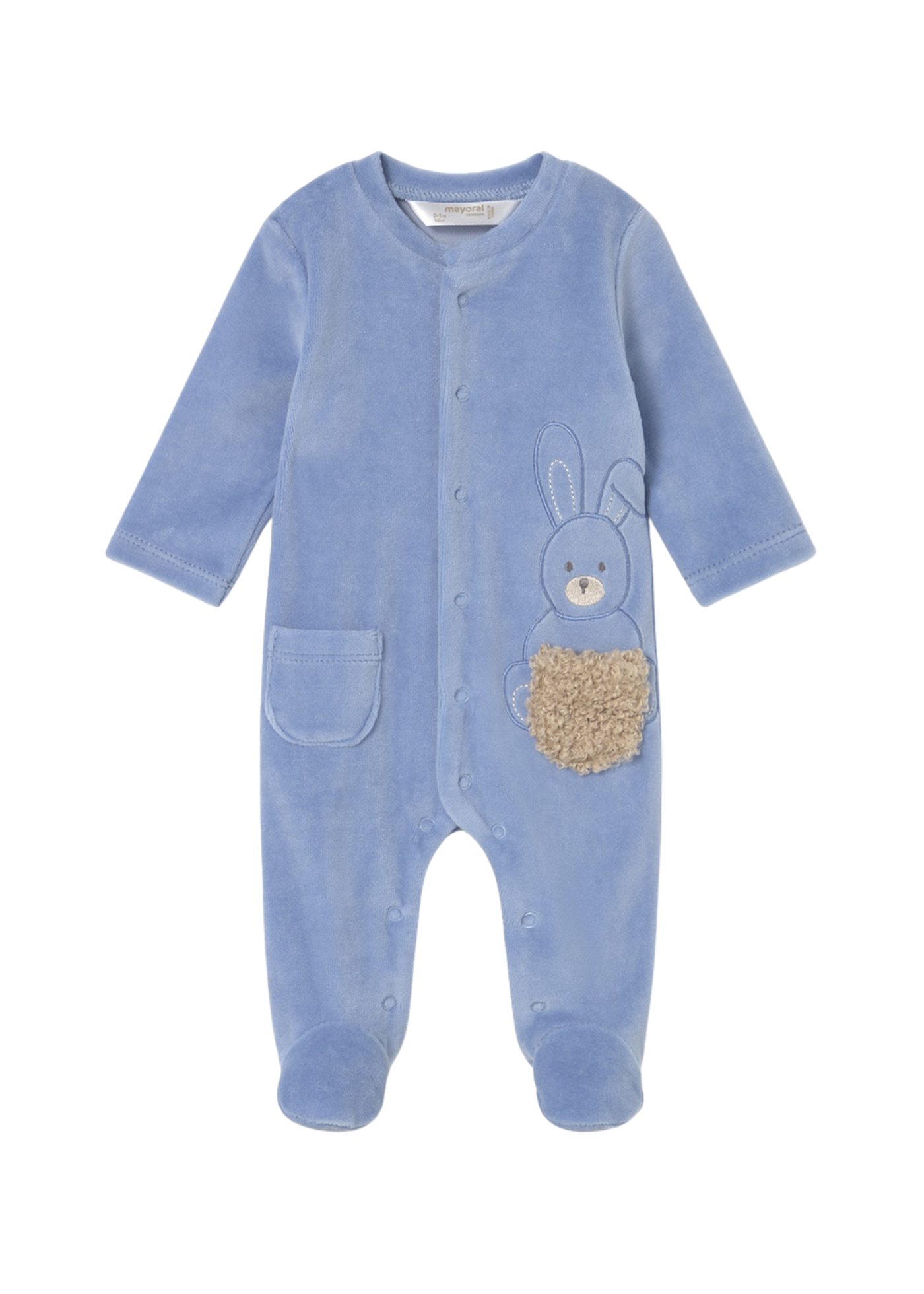 Set 2 Salopete Lungi Velur Bleu cu Albastru cu Iepuri 2719 Mayoral