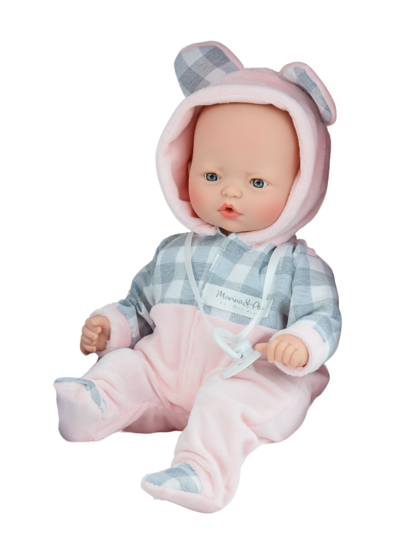 Papusi Gemene Parfumate, Corp Moale cu Mecanism, Fetita cu Salopeta Roz Ursulet si Baietel cu Salopeta Bleu Iepuras 589 – Marina&Pau
