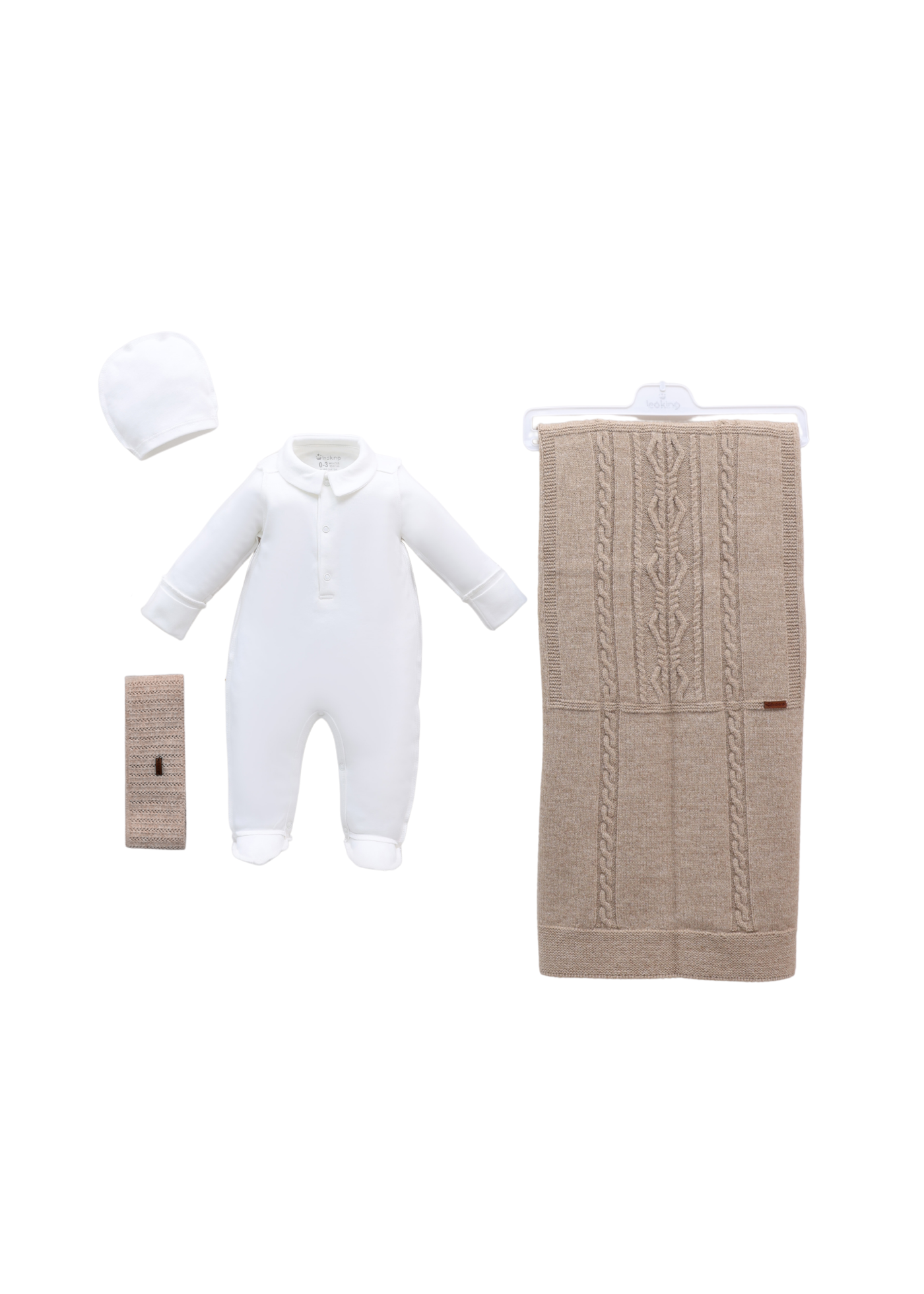 Set Maternitate 9 Piese Bej cu Lana Merinos 3447 Leo King