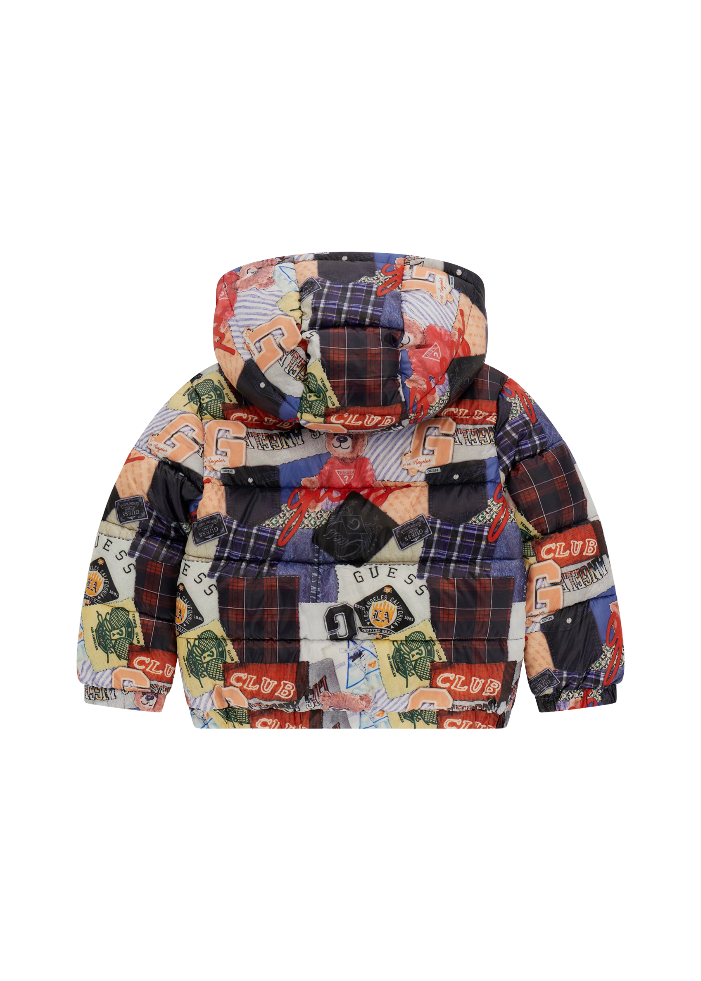 Geaca din Fas Matlasata cu Gluga Imprimeu Colorat N5YL05 WEGY0 P146 Guess
