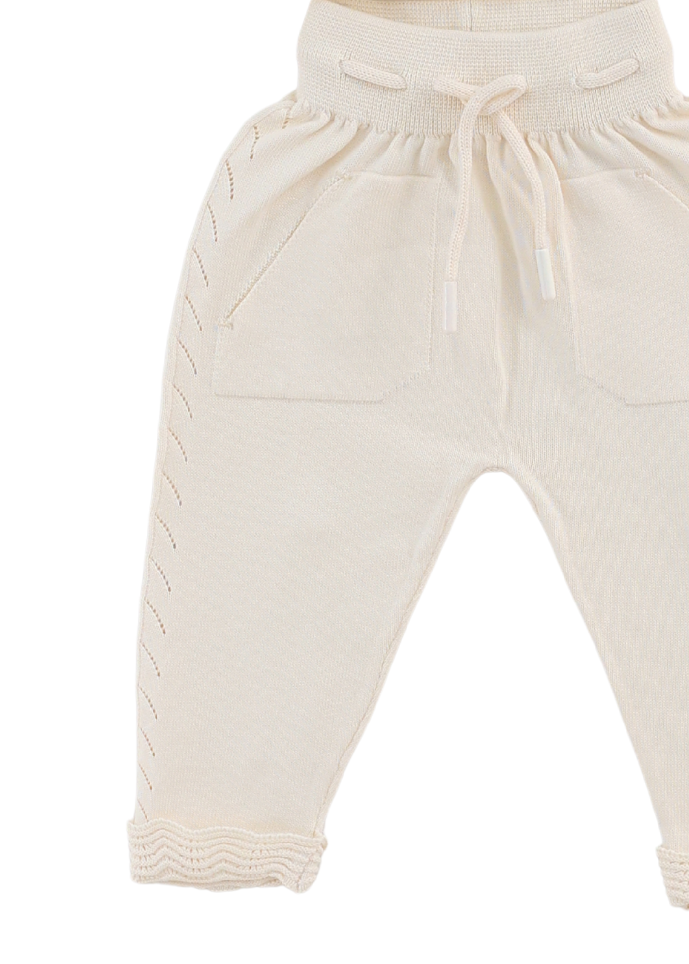 Set 3 Piese Tricotat Bluza ,Pantaloni si Caciula Bej 8538 Leo King