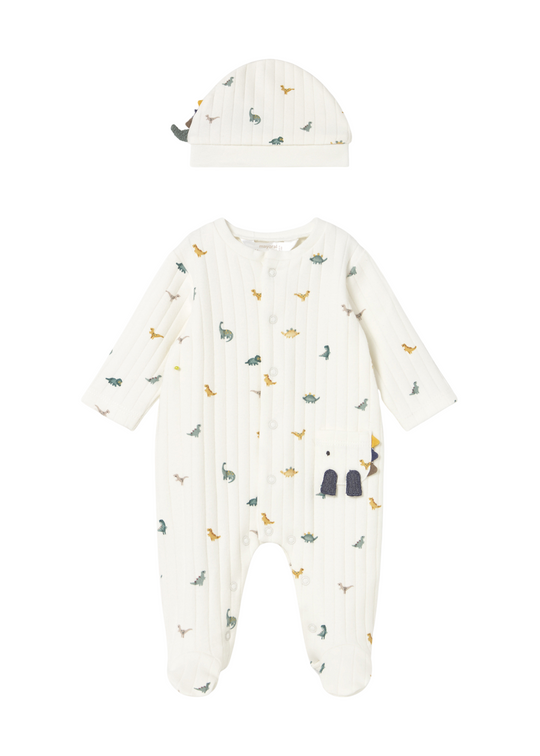 Long Cream Jumpsuit with Dinosaurs and Fes 2717 Mayoral