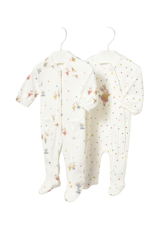 Set 2 Salopete Lungi din Bumbac cu Iepuri pentru Fete – Mayoral