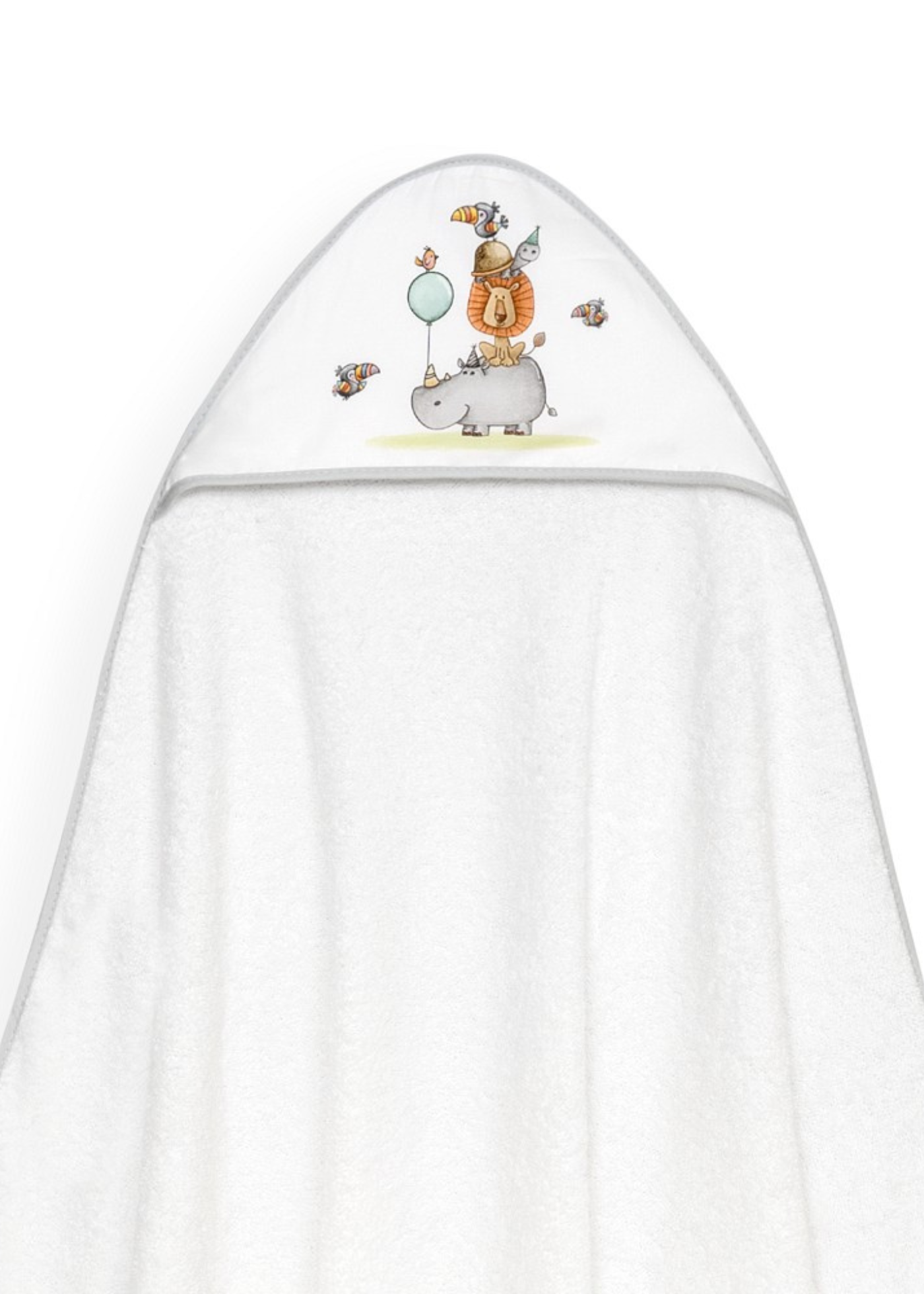 Prosop cu Capison 100x100 cm+Bavetica Alb-Gri cu Rinocer 01253-18 InterBaby