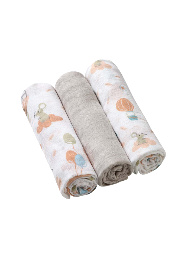 Scutece Muselina Natural, Set 3 Bucati, Bambus Bumbac, 70x70 cm, 397/09 Babyono,