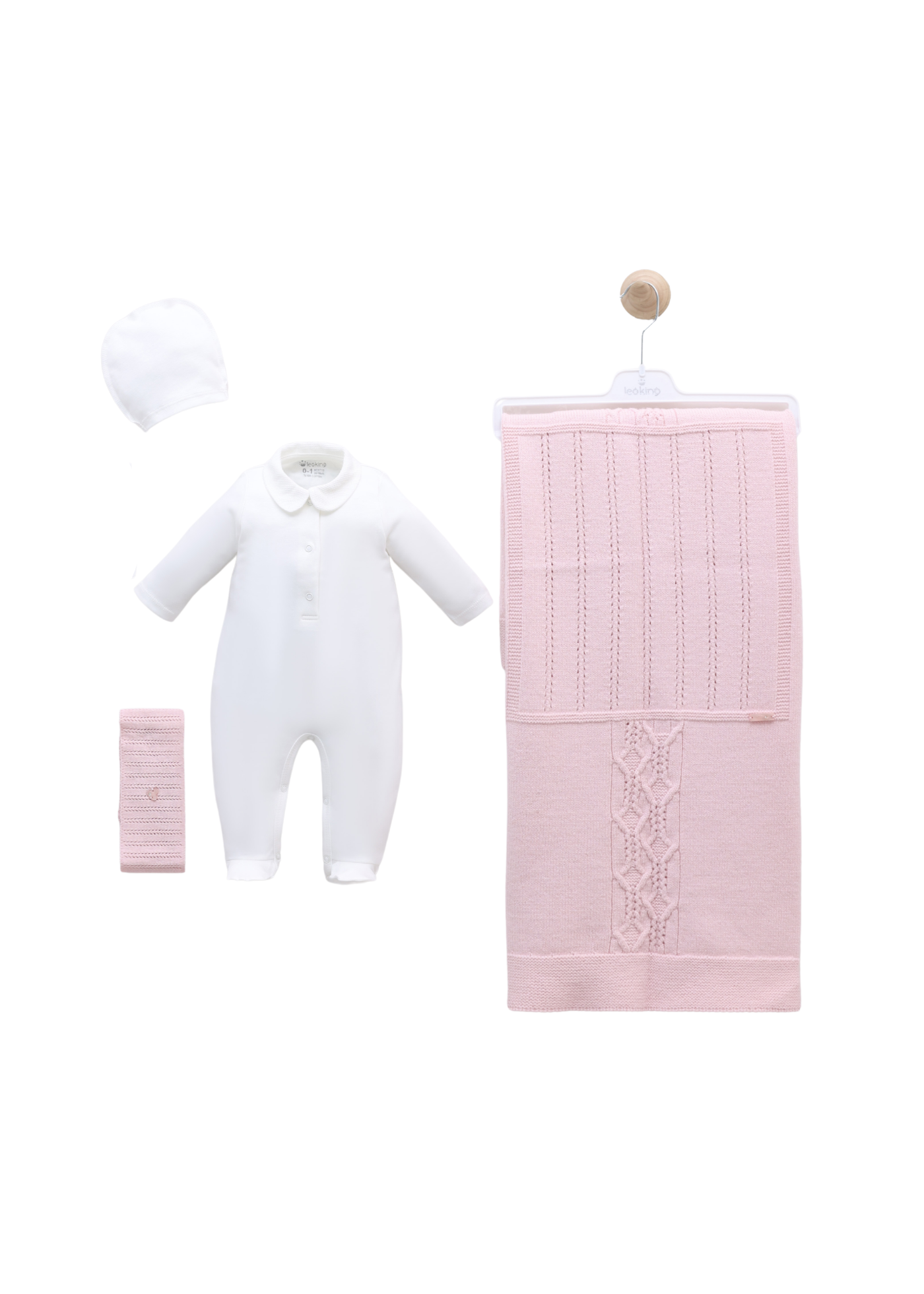 Set Maternitate Roz 9 Piese cu Lana Merinos 3448 Leo King