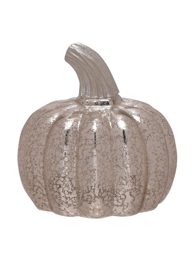 Lanterna Argintie cu Led Pumpkin HW689 The Seasonal Gift CO.