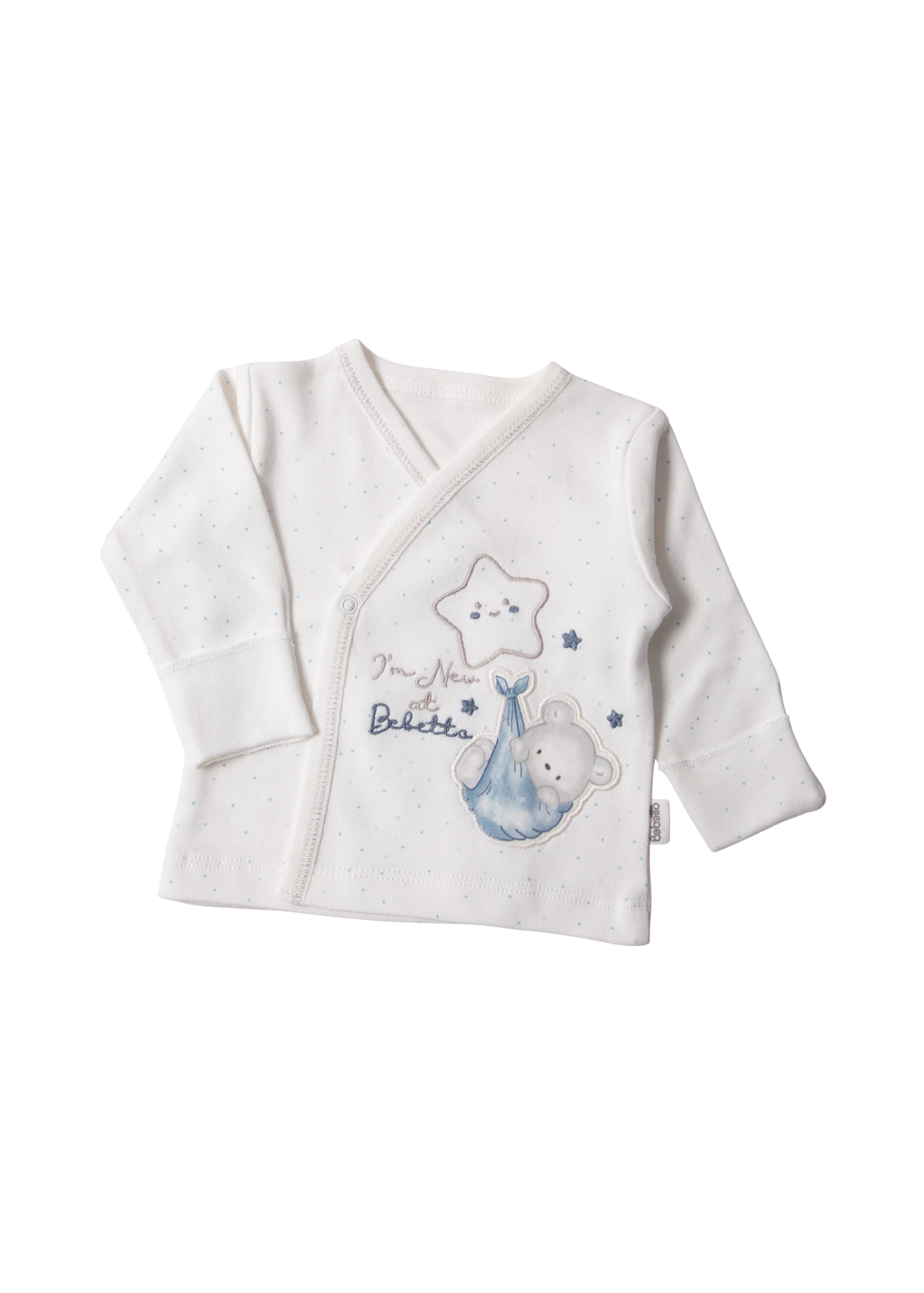 Set 5 Piese Nou Nascut Crem cu Gri cu Urs si Stea Z1062 Bebetto