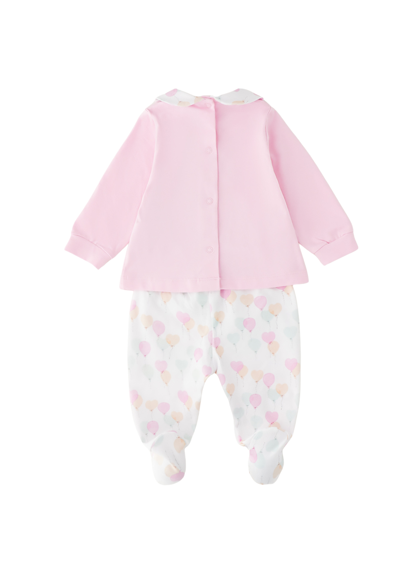 Set 2 Piese Bluza Roz Maneca Lunga Pantaloni Lungi Albi cu Baloane 3.G784/00 Minibanda