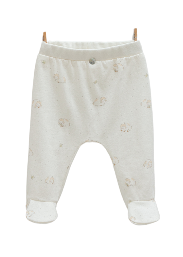 Set Body cu Maneca Lunga si Pantaloni Crem cu Oite Mini Lamb BPK1824 Mell Sweet Baby