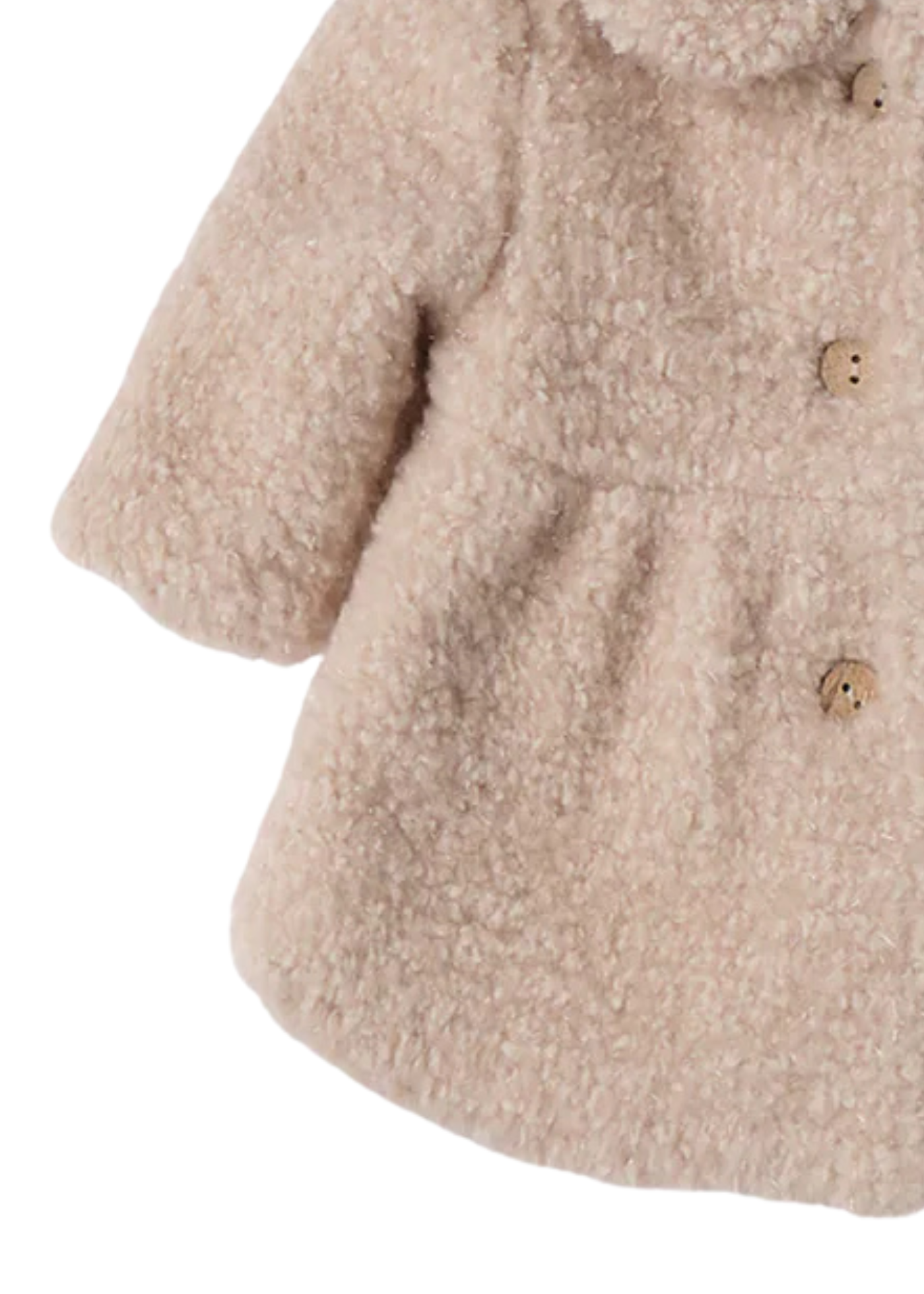 Palton Bej din Stofa Bucle cu Gluga 3574 Mino Baby