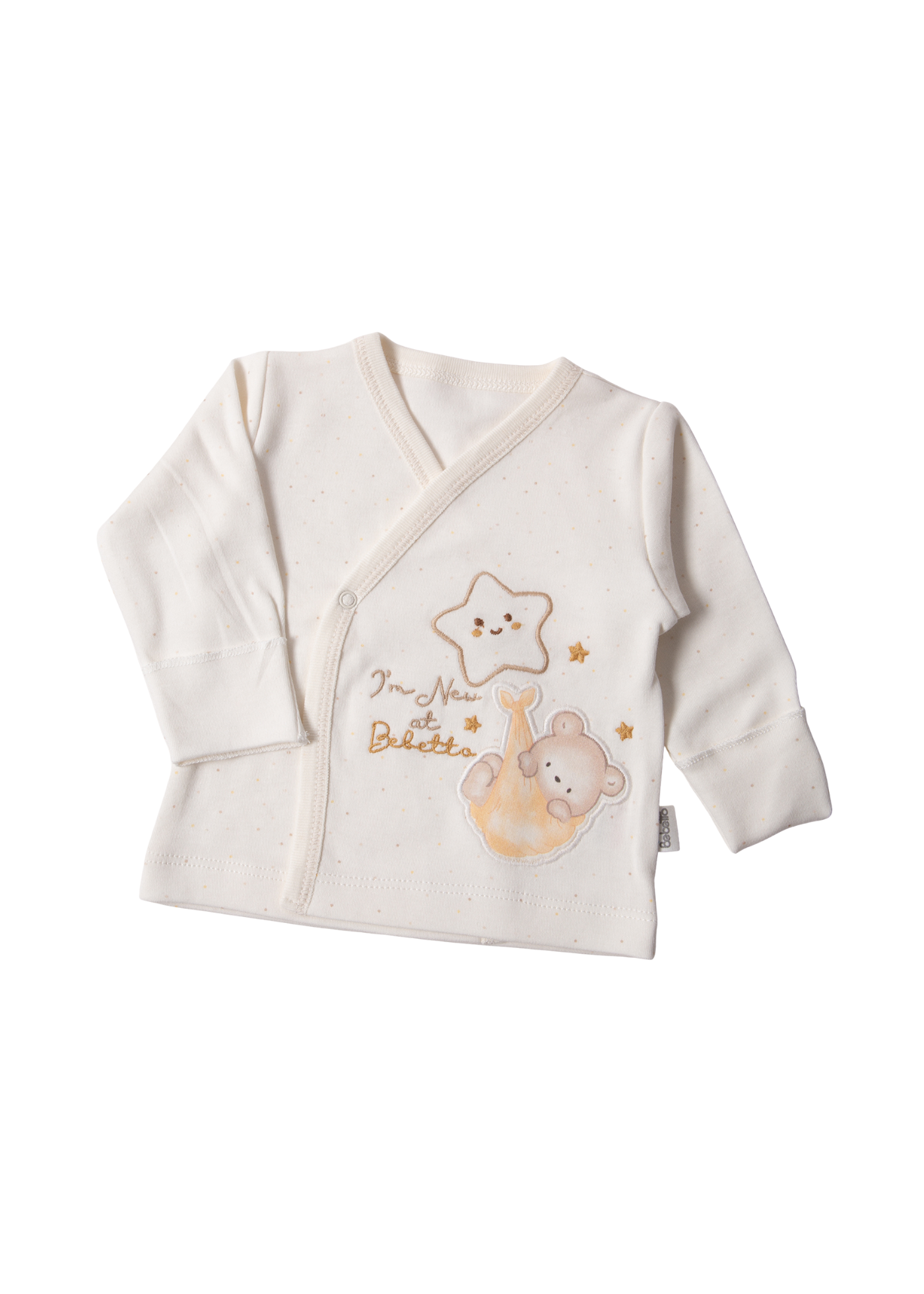 Set 5 Piese Nou Nascut Crem cu Bej cu Urs si Stea Z1062 Bebetto