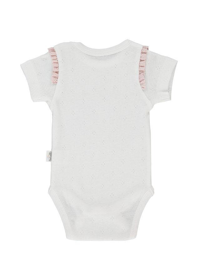 Body Crem cu Maneca Scurta cu Flori Roz Nature T3814 Bebetto