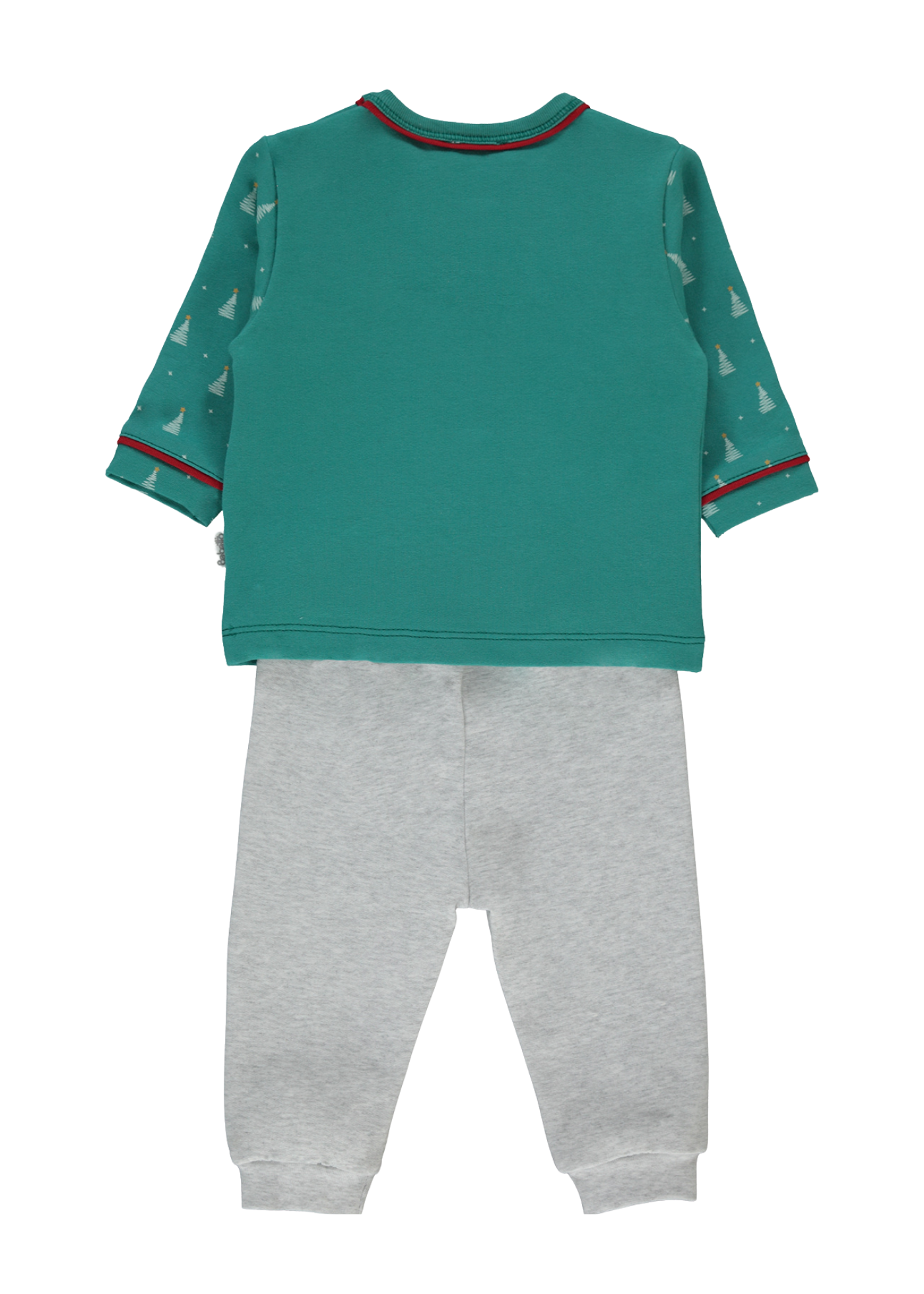 Set 2 Piese Bluza Verde cu Instalatie Craciun si Pantaloni Lungi Gri K5113 Bebetto