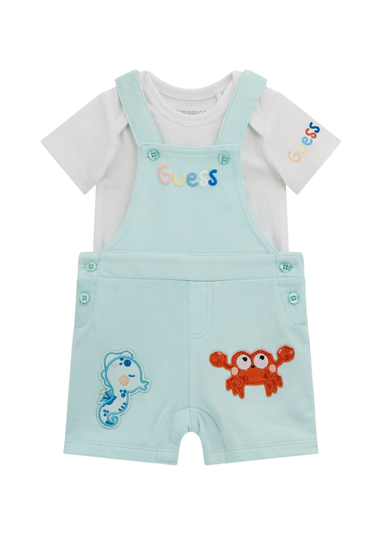 Trening 3 Piese Alb cu Verde Body Hanorac si Pantaloni H4YW00 KA6W4 F06F Guess